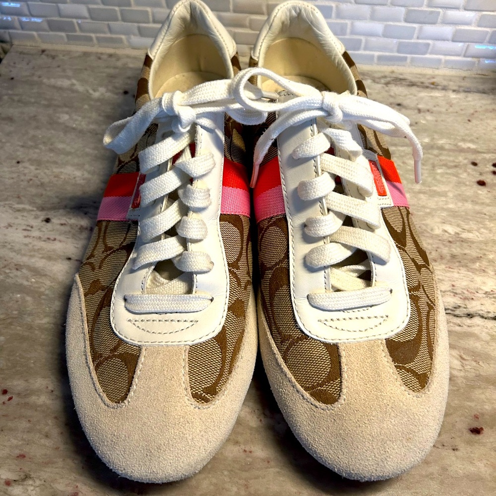 COACH Joss Sneakers Pink & Orange size 9.5